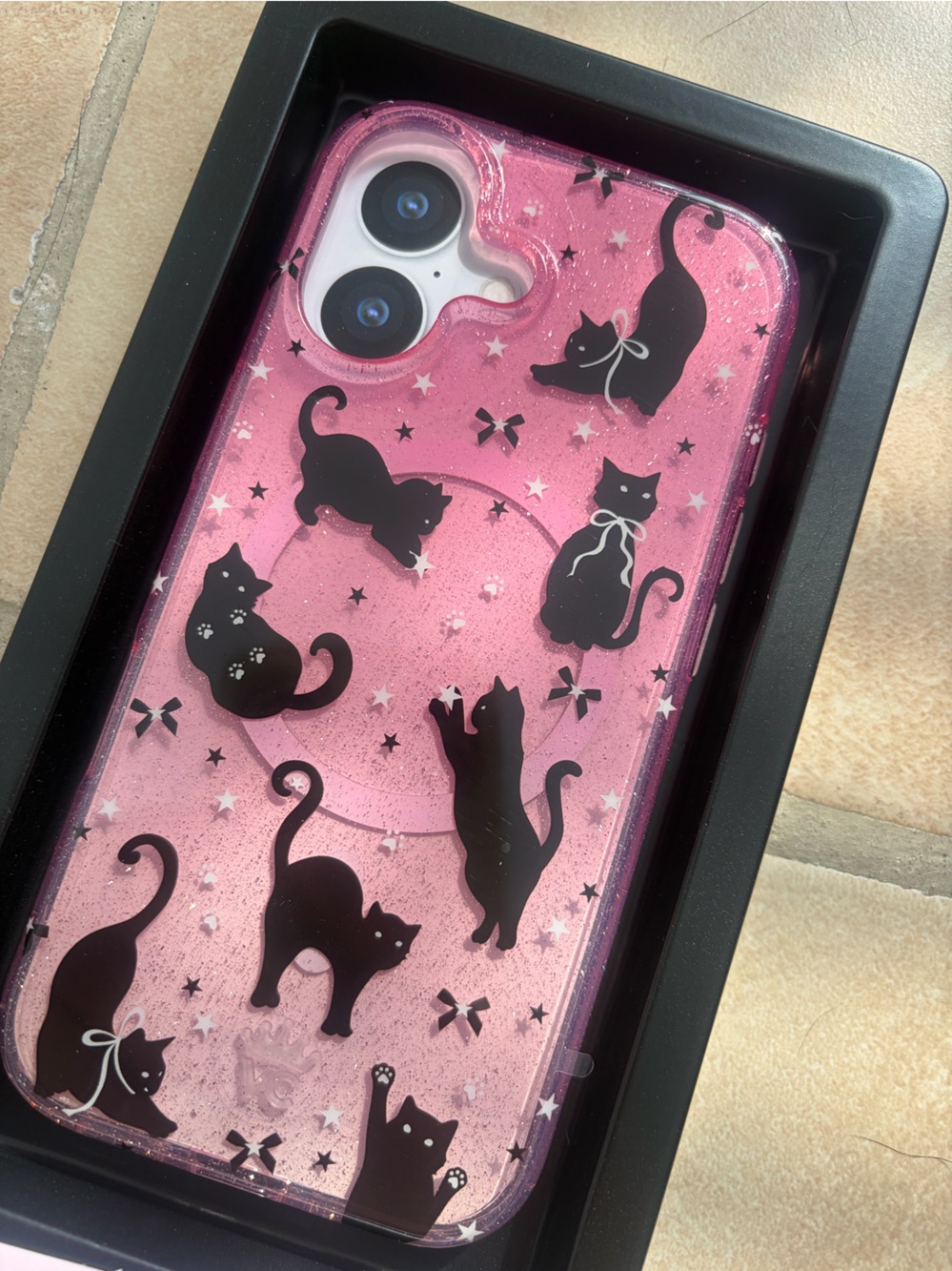 Velvet Caviar Pink Cat Silhouette iPhone Case